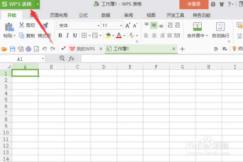 打开wps表格软件,点击软件界面左上角的"wps表格"选项.