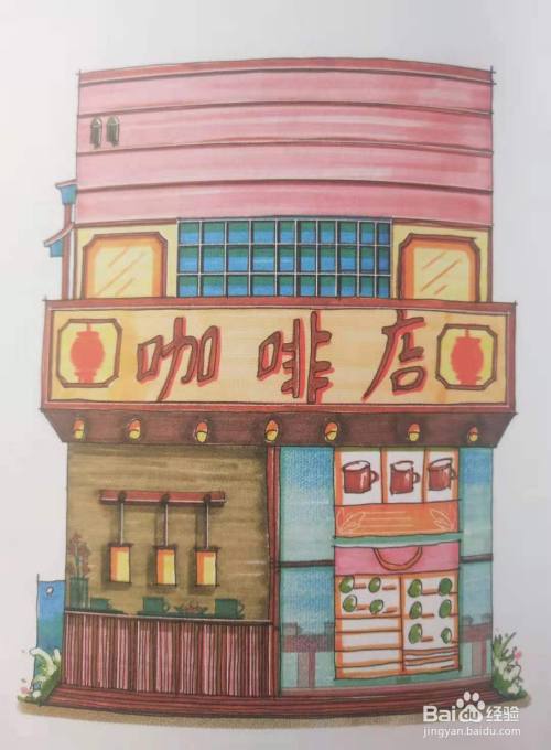 怎么用马克笔画咖啡店小屋