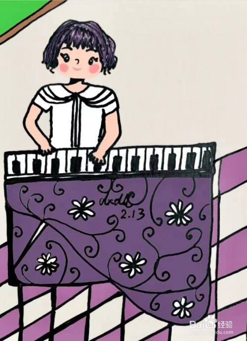 插画教程之如何画一个弹钢琴的女孩