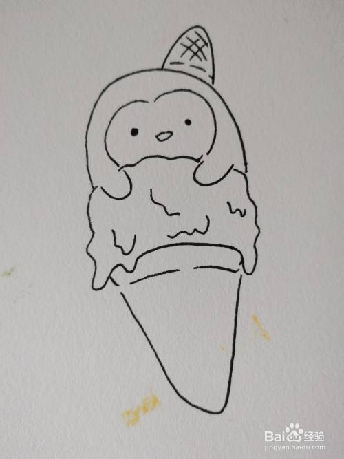 怎样画简笔画——企鹅冰激凌