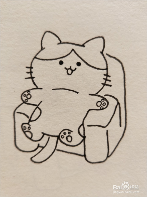 怎样画简笔画——"葛优躺"的小猫