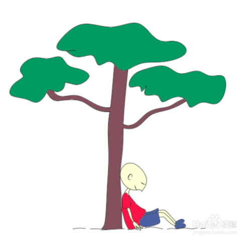 简笔画--如何画靠在树下休息的男孩