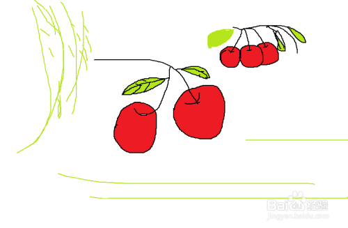 如何用简笔画描绘一串樱桃