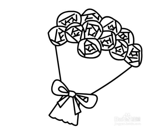 怎么画七夕情人节的花束