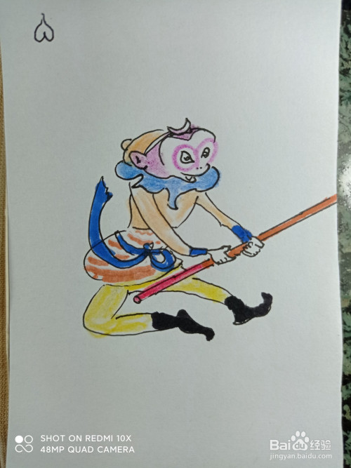 怎样画简笔画拿着金箍棒的孙悟空?