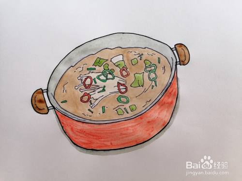 一锅海带汤用水彩怎么画