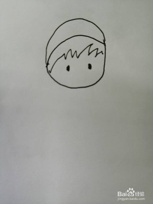 然后继续画出可爱的小婴儿的两只黑色的大眼睛,小婴儿的眼睛很漂亮