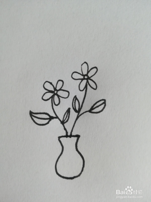 花瓶的简笔画过程 工具/原料 钢笔 a4纸 方法/步骤 1 首先画出一朵矮