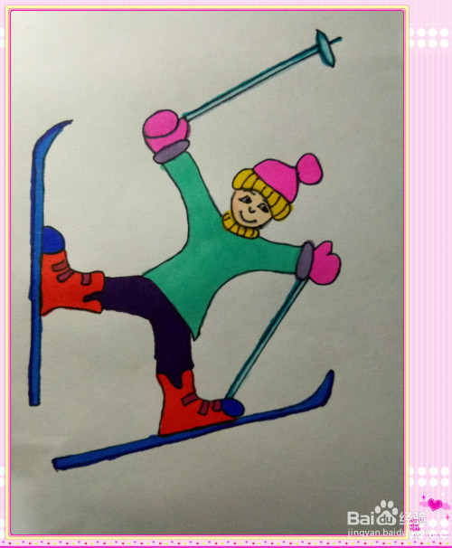 手工/爱好 > 书画/音乐总结: 1用铅笔在画纸上勾画出小孩子滑雪的场景