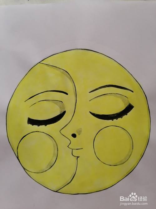 怎么用水彩画月亮的脸