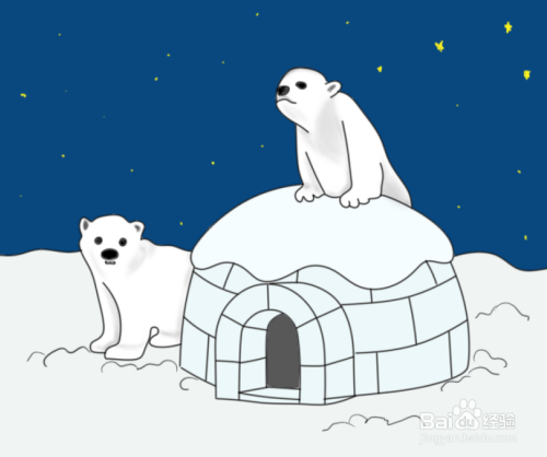 简笔画--如何画北极熊和冰屋的简笔画