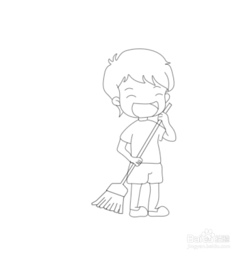 简笔画--q版扫地的小男孩画法