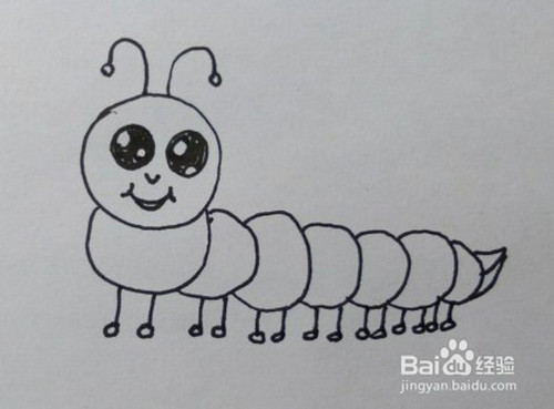 儿童简笔画:如何一步一步画毛毛虫