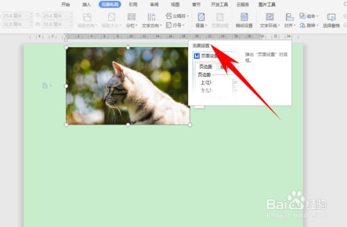 选择图片,单击工具栏页面布局下的页面设置选项.