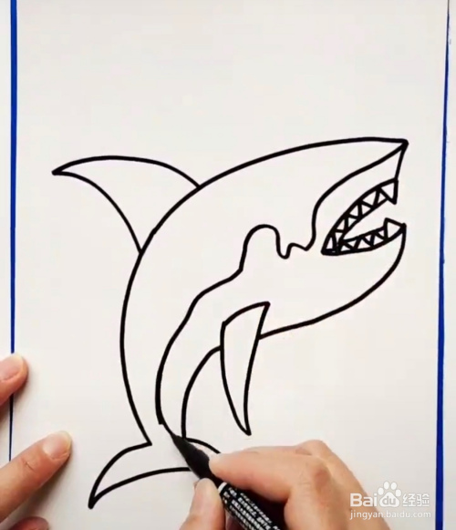 教你用颜料画凶猛鲨鱼
