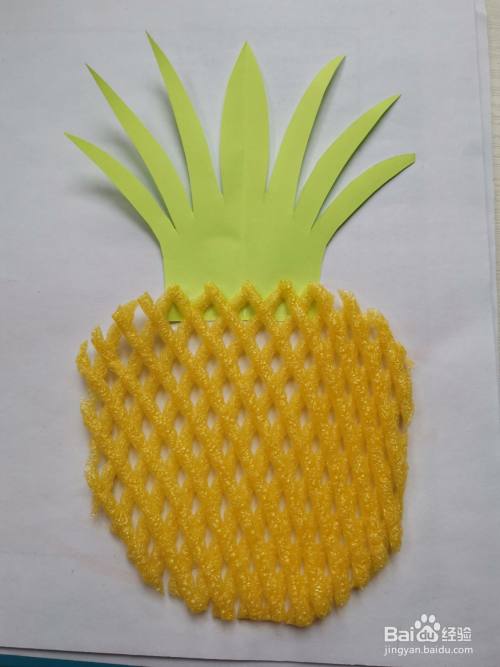 废品利用手工小制作菠萝贴画