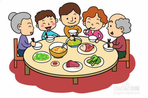 简笔画一家人围桌吃饭