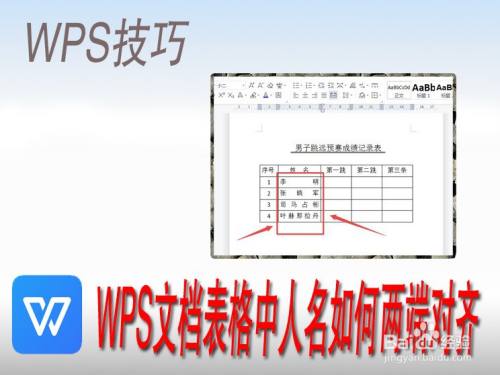 wps文档表格中人名如何两端对齐