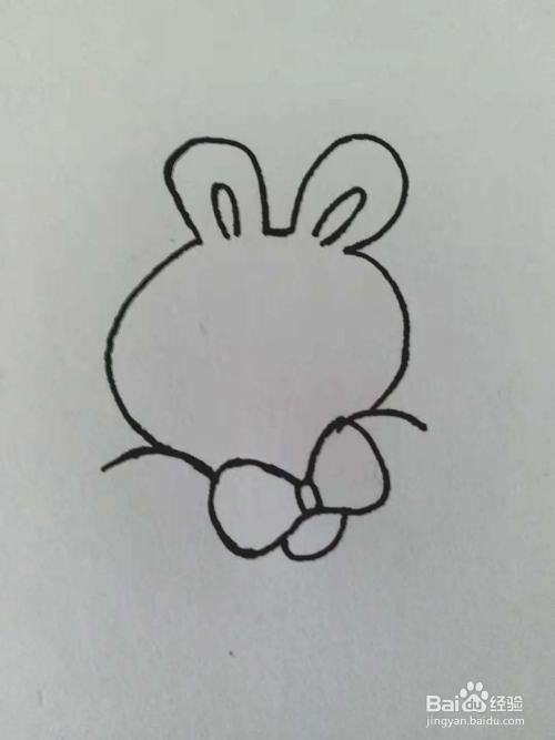 画出兔子的头和装饰蝴蝶结.