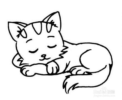 如何绘制小猫睡觉的简笔画
