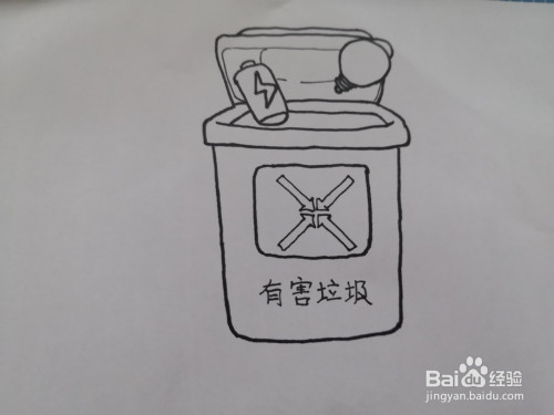 有害垃圾桶简笔画