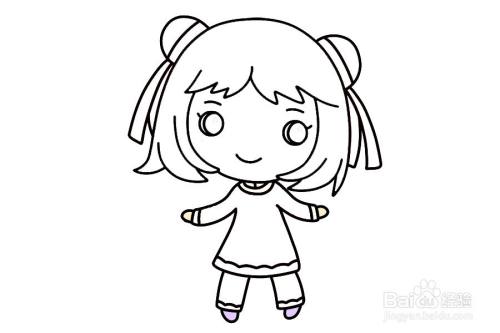 提灯笼的小女孩简笔画
