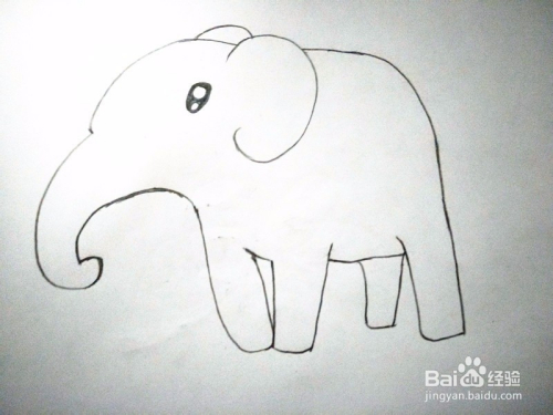 1 先画出大象的眼睛 2 再画出大象的耳朵 3 画出长长的鼻子 4 画出