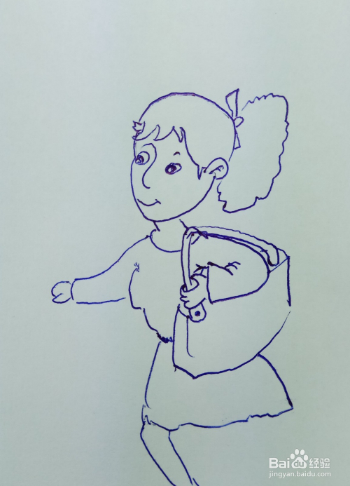怎样画简笔画"背包上班的女职员"?