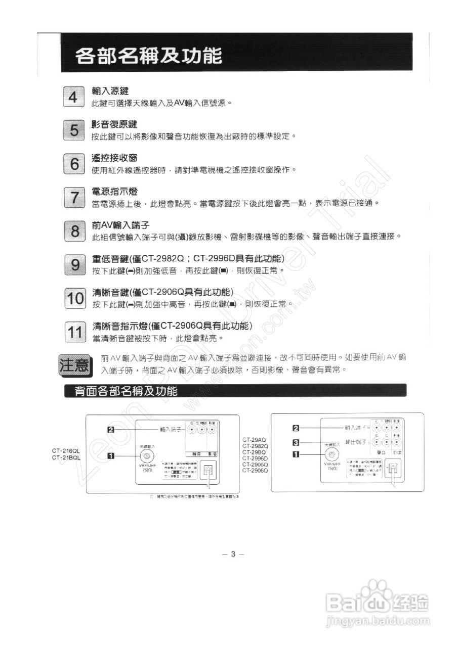 歌林ct-21bql型电视机使用说明书