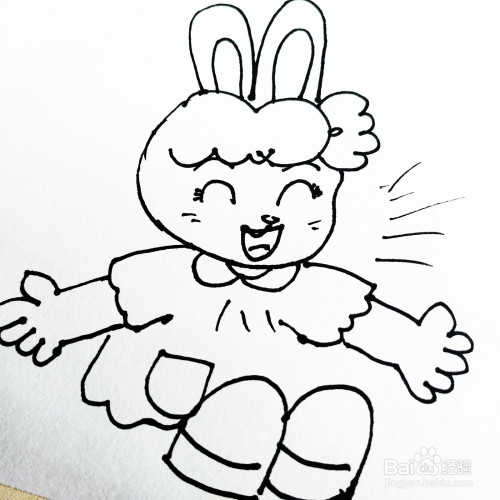 如何来画一位卡通兔子简笔画呢?