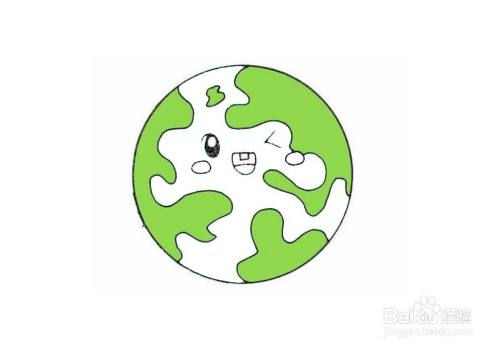 儿童彩色简笔画-人性化地球的简笔画法