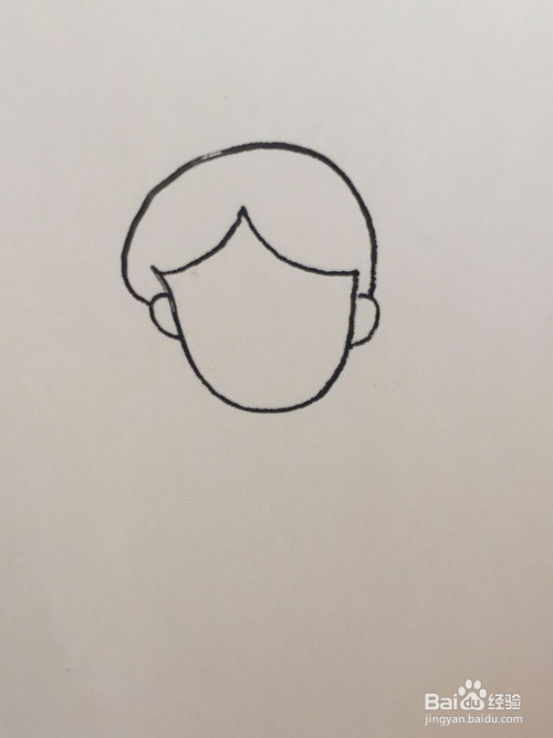 首先我们画出人物的头部轮廓.