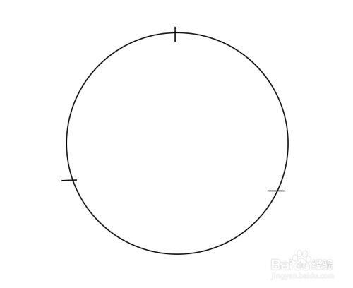 然后将圆形进行三等分,如图所示