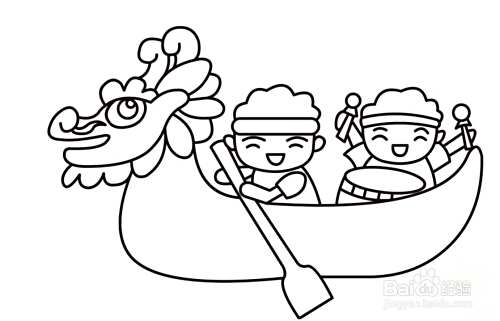 怎么画划龙舟的卡通简笔画