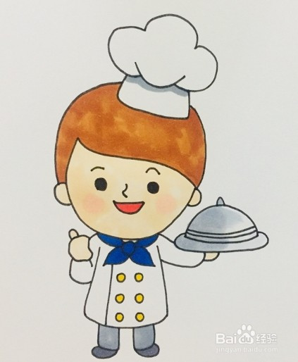 简笔画系列--怎样画可爱的厨师怎么画