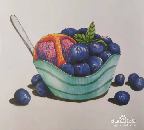 怎么用马克笔画蓝莓冰激凌