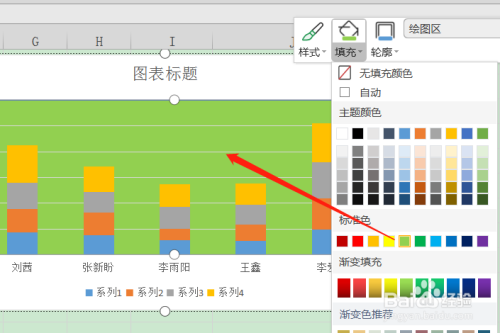 wps表格如何设置图表绘图区的背景颜色?