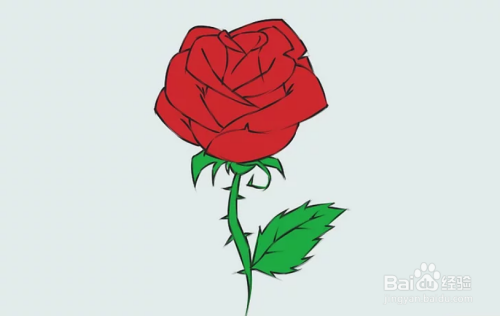 如何画一朵带茎的玫瑰花