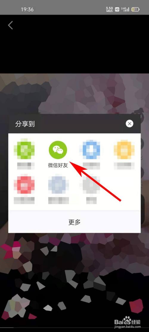 在弹出的"分享"界面,点击"微信好友"按钮.