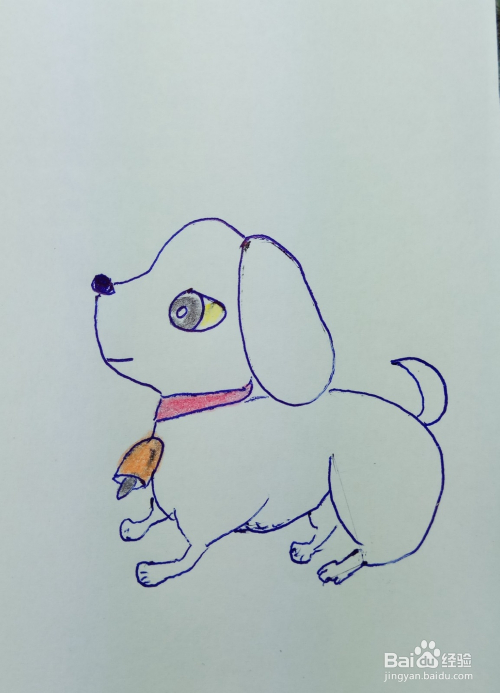 怎样画简笔画"带铜铃铛的可爱小狗"?