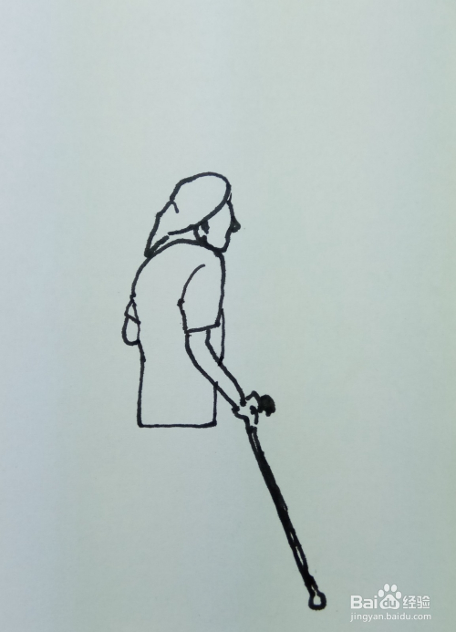 怎样画简笔画"拄拐杖的老人"?
