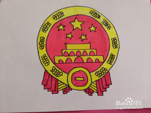 中国徽章怎么画儿童画