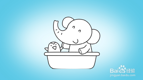 如何画洗澡的大象