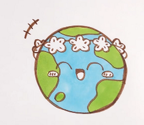 手工简笔画——怎么画美丽的地球