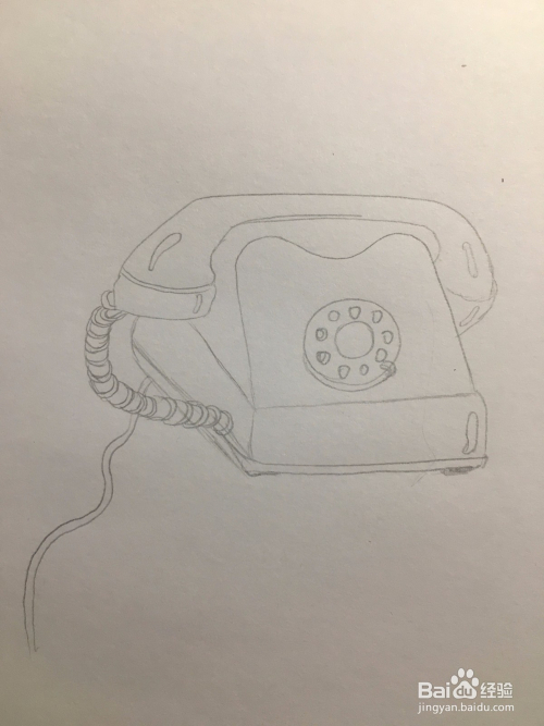 手工/爱好 > 书画/音乐 1 使用铅笔画座机电话的轮廓形状, 2 画电话线