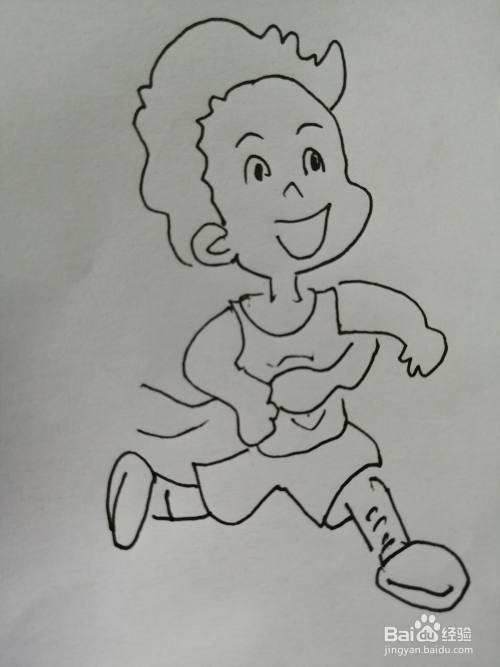 跑步的小男孩怎么画