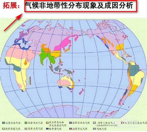 1 地带性指的是自然环境的各要素在地表面接近于带状延伸分布,会沿