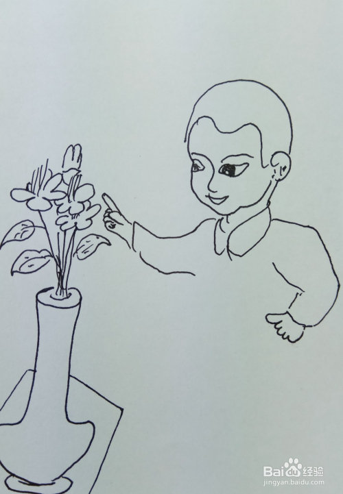 怎样画儿童简笔画儿童赏花?