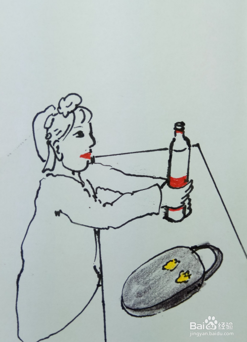 怎样画简笔画"喝上一瓶饮料"?