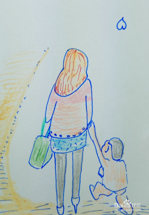 怎样画简笔画宝宝和妈妈一起回家?
